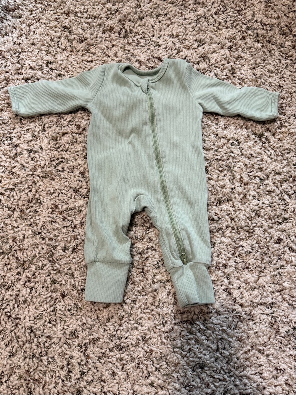 Little Bipsy Ribbed Zippered Footie - Sage Green